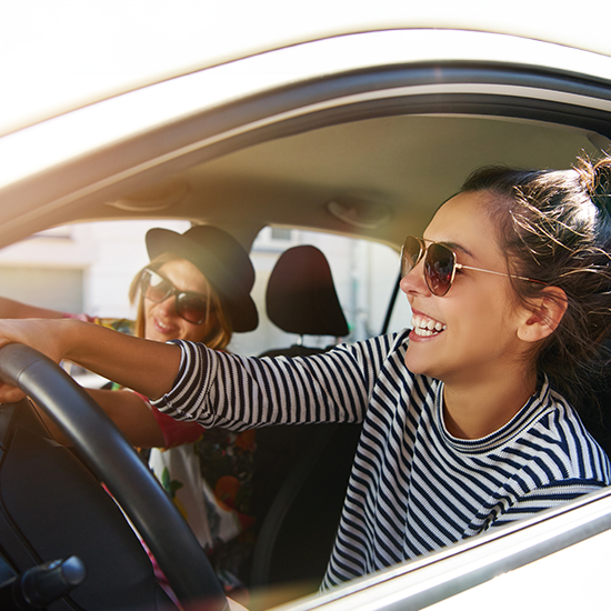 Young women in car