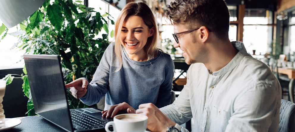 Couple with laptop