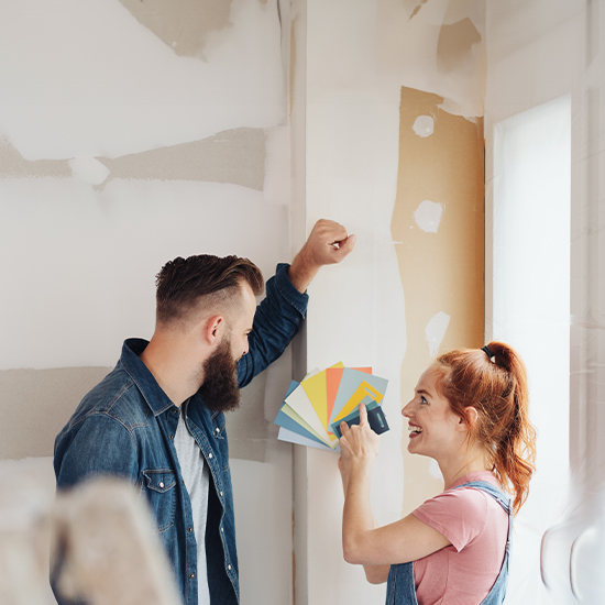 Couple with paint swatches