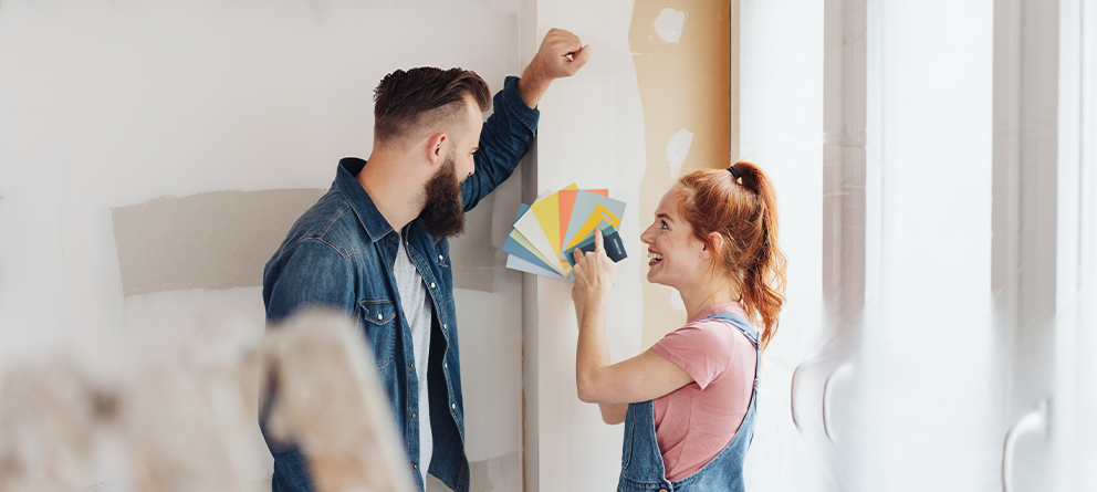 Couple with paint swatches